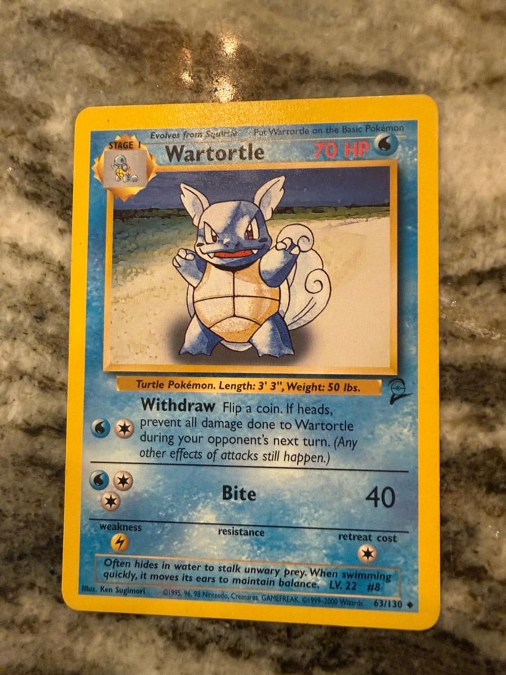 Wartortle Trading Card - Blue and Yellow